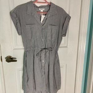 Linen Striped Midi Dress